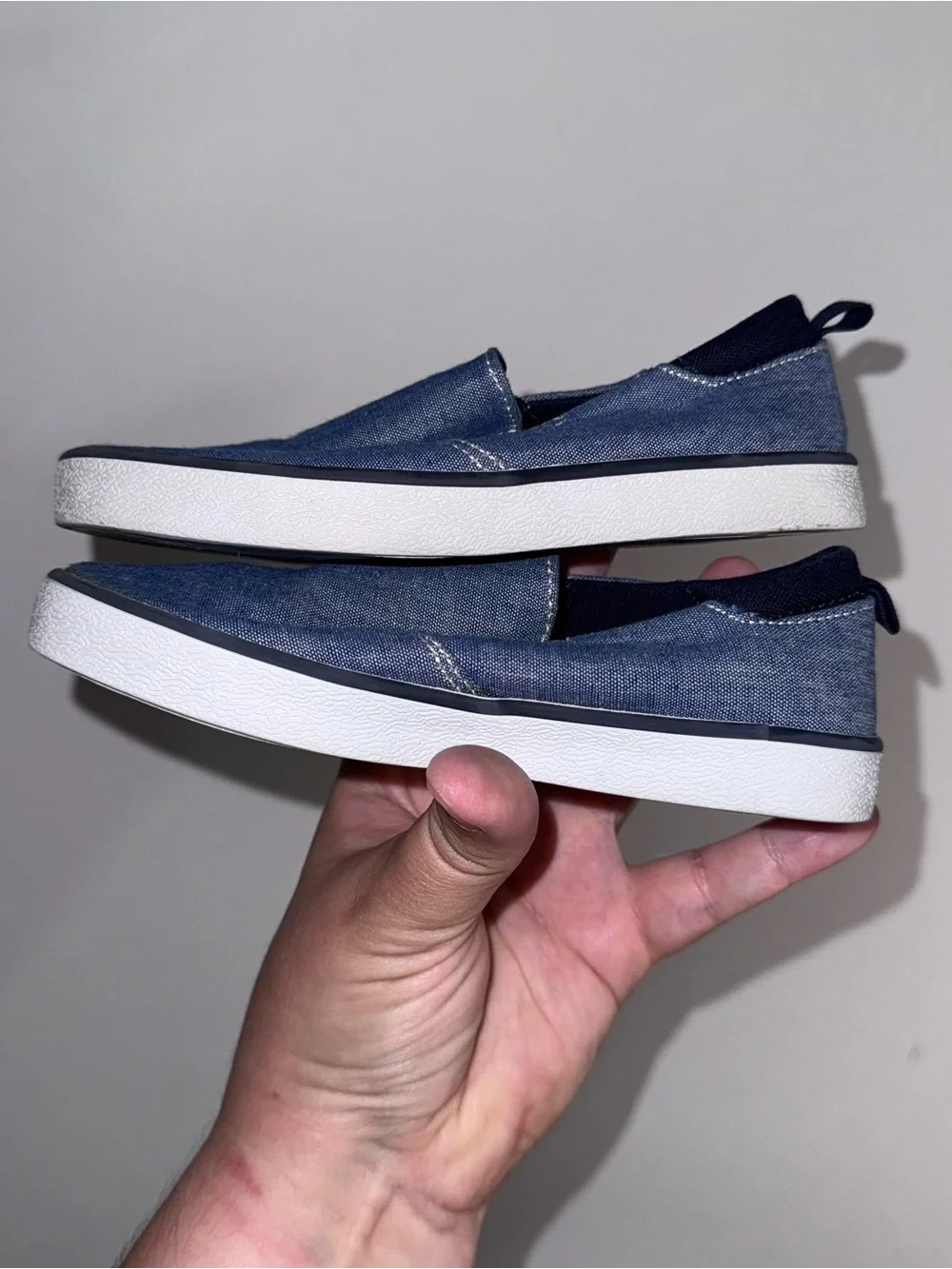 Gymboree Kids Size 10 Blue Chambray Slip-On Sneakers Casual Canvas Shoes